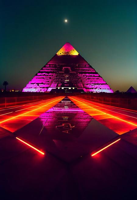 ()Hyper Realistic:2.0)Polaroid picture an image of Ancient Egyptian pyramids, bathed in golden light, as a shimmering portal materializes beneath. The portal's iridescent glow illuminates the desert sands, beckoning travelers to enter. Capture the contrast between the ancient structures and the (futuristic, utopian universe within, teeming with lush vegetation, gleaming spires, and hovering spacecraft. Incorporate a sense of wonder and discovery, as the secrets of the pyramids unlock a gateway to a brighter, intergalactic future: 1.1)
BREAK
 ()Hyoer Realistic:2.0)Polaroid picture an image of a Cyberpunk Atlanta, Georgia, cityscape at night. Neon lights and holographic advertisements illuminate the skyline. Futuristic skyscrapers with sleek, metallic designs and intricate circuit patterns. The city streets are bustling with advanced vehicles and pedestrians in cyberpunk attire. In the foreground, a prominent landmark like the Georgia Dome or the CNN Center is visible, but with a futuristic, high-tech makeover. Hyper-realistic details, vibrant colors, and a sense of dynamic energy. Rule of thirds, detailed environment, and intricate lighting effects