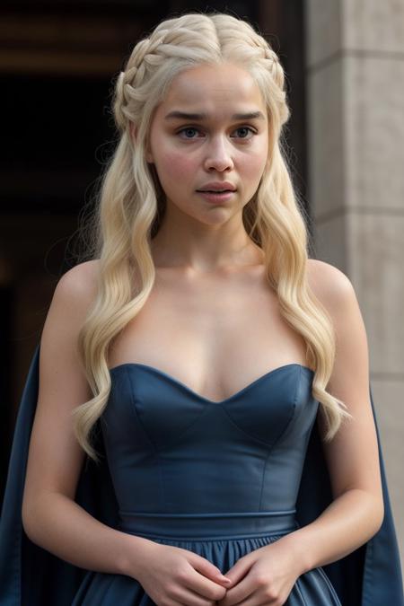 masterpiece, best quality, cinematic, volumetric lighting, very detailed, high resolution, sharp, sharp image, 4k, 8k, 35 mm,
<lora:DaenerysTargaryen_S03S04_EmiliaClarke_lora_smf_OR_v02-000004:0.9> 1girl, da3n3ry5-smf, blue dress, realistic, solo, blonde hair, long hair, looking at viewer, upper body, cape, sleeveless, closed mouth, lips, brown eyes, breasts, blurry, dress, cleavage, blurry background