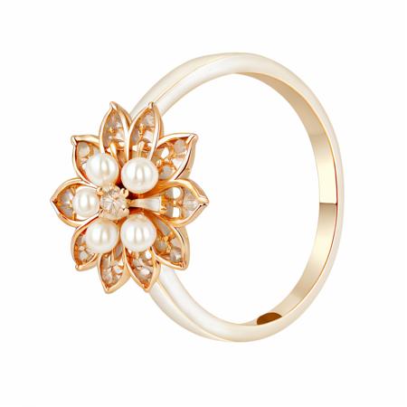 ajd, ring, gold ring, flower shaped ring,  pearl trimmed ring, flower, 
,white background, simple background,,
no  humans, 
 <lora:ringv1:1>