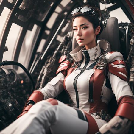 photo an attractive female pilot sitting inside a Gundam (MechaPilot style:1) <lora:djzMechaPilot:0.8)