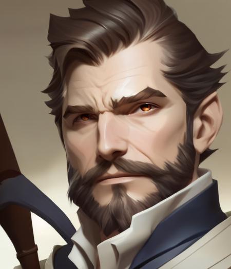 anime, Digital painting, white knight, hero, handsome man with beard, gorgeous brown eyes, sci fi, ((close-up)) character portrait, professional, artwork by loish, wlop, and shigeru miyamoto, sharp focus, masterpiece