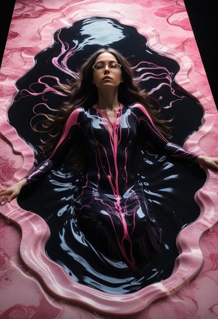 (((pink and black Liquid marble))), mesmerizing woman trapped within a flowing liquid marble, Horrifyingly captivating beauty, flowing long hair, dark mage, glasses, melting into a puddle of liquid marble, liquid marble dripping from hands
BREAK
cinematic angle, unique perspective, dramatic lighting
BREAK
Release me in the fray
Your fever driven craze
Release me, devastatе
Let Hircine guide your way into thе bloodlust