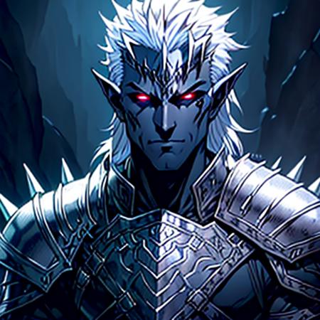 `(1 male, adult, dark elf), short, spiky white hair, emerald eyes, dressed in dark leather armor, stealthily navigating a labyrinthine underdark dungeon, filled with deadly traps, realistic, fantasy setting, high resolution, detailed, color <lora:DarkElf_V3:1>`