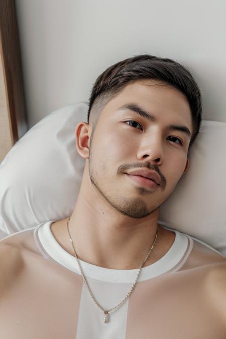 tony labrusca, mature,portrait, man, face, face focus, masterpiece, transparent mesh shirt, laying down  <lora:tony:1>  <lora:add_detail:0.6>