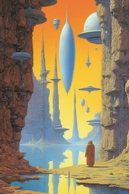 <lora:Angus McKie Style:1>Angus McKie Style - In the unpublished and breathtaking image from the Arzach album by Moebius, the essence of the Master's artistry shines through with remarkable clarity. Close-up of strange, fantastic and extraordinary animals.. The vertical composition, elegantly presented in a 2:3 format, unveils a scene of unparalleled beauty that resonates perfectly with the spirit of the album. Prepare to be mesmerized by the sheer originality that permeates every aspect of this artwork. As your eyes wander across the canvas, you'll encounter a harmonious fusion of elements that defy convention and ignite the imagination. It is a visual symphony that stands as a testament to Moebius's boundless creativity. Vibrant and sublime colors dominate the image, bursting forth with a luminosity that captivates the viewer. The hues intertwine seamlessly, creating a rich tapestry that evokes a profound sense of awe. From ethereal pastels to vibrant bursts of intensity, the color palette is carefully orchestrated to evoke emotions and transport you to a realm of pure visual delight. Within this captivating tableau, the world of Arzach comes to life. Majestic landscapes unfold, adorned with surreal and fantastical elements that blur the lines between reality and imagination. Moebius's artistic mastery is evident in the intricate details meticulously woven into the image. Each stroke of the brush or pen contributes to the overall narrative, telling a story that is open to interpretation and invites contemplation. The composition invites you to delve into the depths of its symbolism and immerse yourself in the profound beauty it offers. This painting should transport us to a realm where the extraordinary will become ordinary, where the imagination will reign supreme and where the legacy of Moebius' "Arzach" album will endure. This unique jewel will sum up the essence of the Master's art, because it will dazzle with its originality, its beauty and the sublime colors that will spring from its core. Action, Highly Impressive & Realistic Poses, Hyper-detailed, Insane Details, Intricate Details, Cinematics, Editorial Art, Photo Shoot, Tilt Blur, Super-Resolution, Megapixels, Unreal Engine 5, Studio Lighting, Volumetric, Optical, Diffusion Glowing, Shadows, Proportions, Rough, Shimmery, Ray Tracing Reflections, Glossy, Lumen Reflections, Screen Space Reflections, Diffraction Rating, Chromatic Aberration, GB Shift, Ray Tracing, Ray Tracing Ambient Occlusion Anti-Ali asing, Post-Processing, Post-Production, Cel Shading, Tone Mapping, Incredibly Detailed and Intricate, Hypermaximalist, Sleek, Hyper Realistic, Super Detailed, Dynamic Pose, Hyperrealism, HDI, 8k