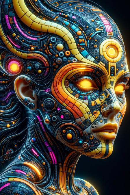 The head of a mad_colored_mosaic cyberpunk woman, DonMW15pXL,neon_yellow, neon_orange, floating arcane astral translucent swirls <lora:Colorful_Mosaic_SDXL:1>  <lora:DonMW15pXL-000008:0.8> , masterpiece, best quality, ultra high res, (photorealistic, realistic:1.2), (deep focus:1.2), raw photo, film grain, Fujifilm XT3, 8k uhd, dslr <lora:add-detail-xl:1>