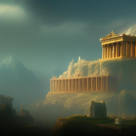 Acropolis of Athens, fantasy concept art, by StanleyPesso21