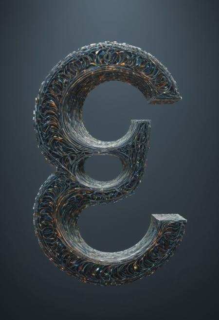 Euro money sign made out of fractangles, simple background