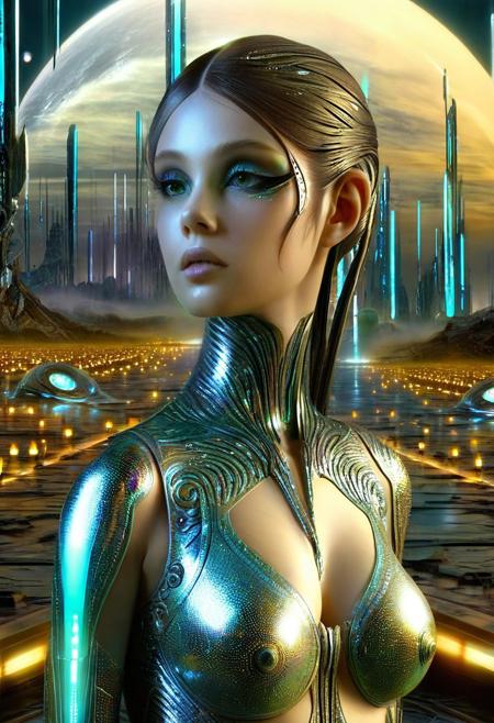 Masterpiece, best quality, 1girl, DonMX3n0T3chXL, hologram, holographic, scifi, tech, futuristic, futurism, postapocalyptic, eerie, stygical, gloomy, decay, haunting, magical, whimsical, fairytale, fantasy, biomorphic, Biomimetic, botanical, bio, organic