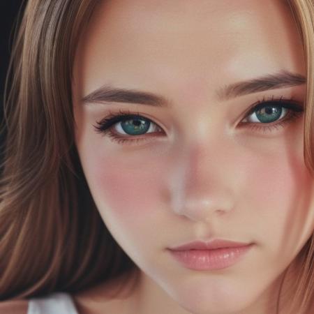 1girl,  <lora:qLoRAmix04:0.7>, On pale black paper, Detailed illustration, close-up, cowboy-shotcute girl, cute round face, long messy blond hair, strand accross face, perfecteyes eyes,
cleavage, green dress