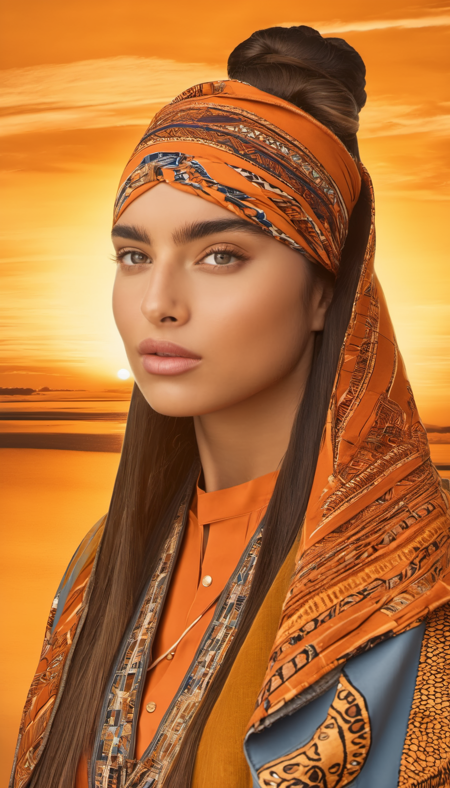 noa kirel face focus, wearing savannah sunset sheath looking warm hues african patterns, closeup, centered, facing viewer,  [cartoon, vector art, anime :realistic, real life, hyper realistic:0.15],
mullet, dutch golden age, squealing,
masterpiece, beautiful, young, professional, photo, high quality, highres <lora:noa_kirel_sdxl_1.0:1>