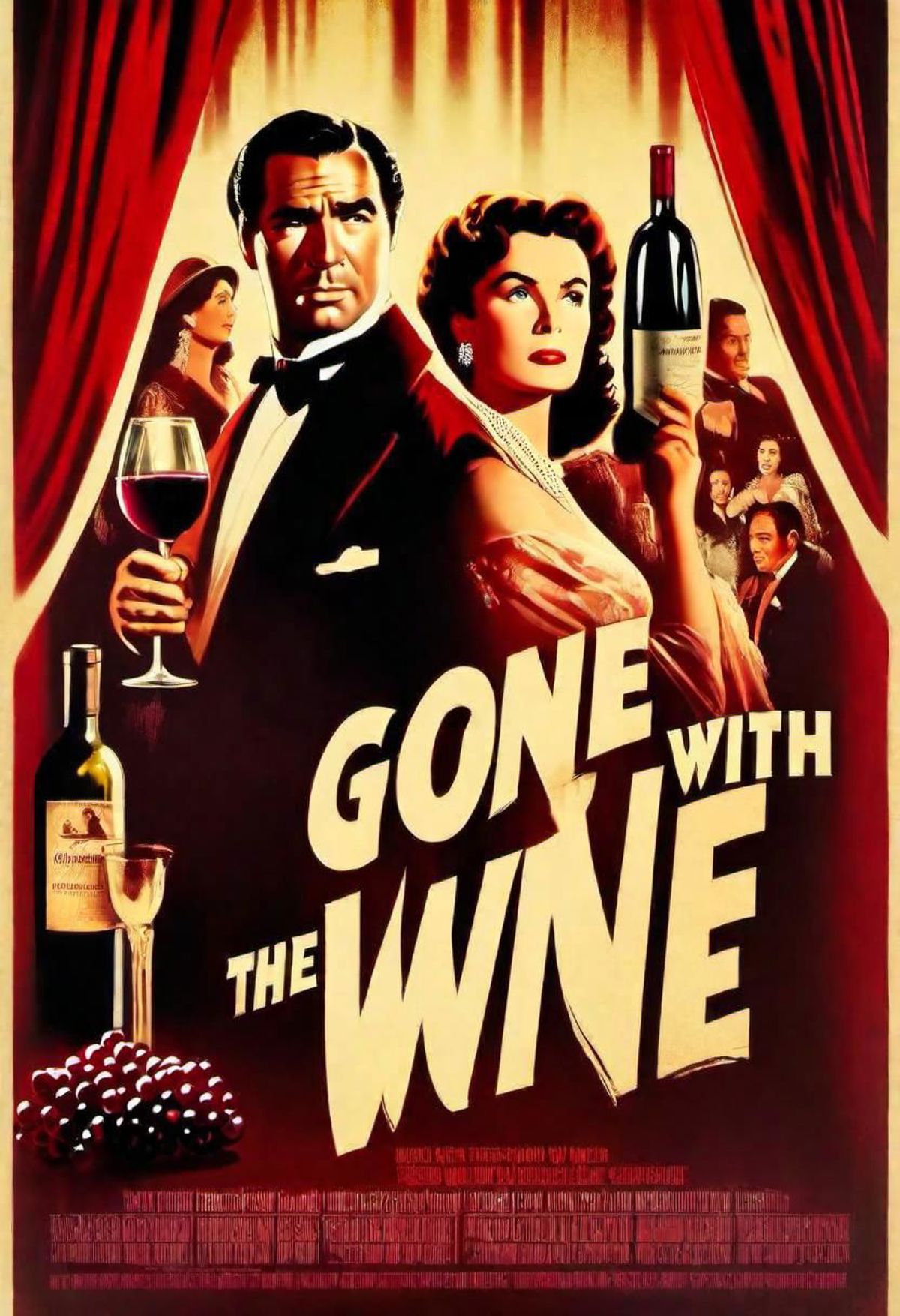 Gone With The Wine - Poster of a man and woman holding a bottle of wine.