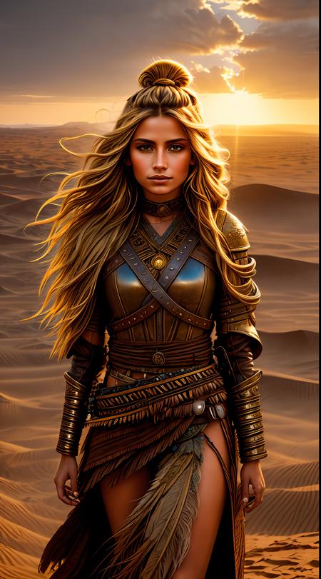 warrior golden hair hair face girl woman