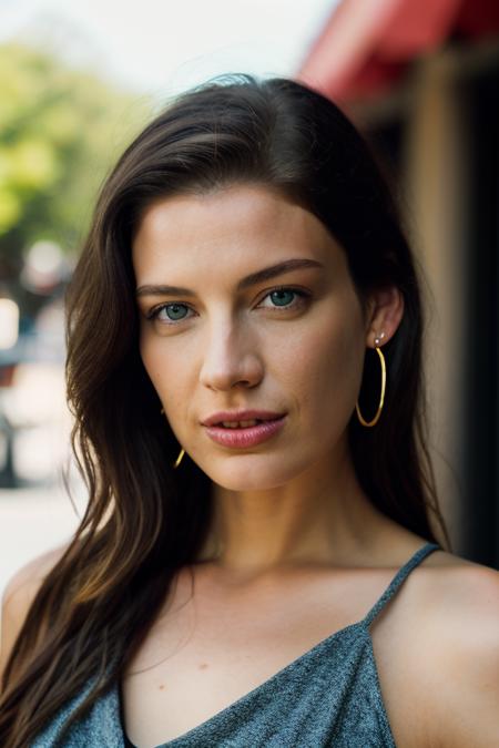 Realistic photo of a beautiful j3ss1c4p-v1 woman,  1girl, solo, long hair, looking at viewer, blue eyes, simple background, brown hair, casual clothes, parted lips, teeth, lips, black background, portrait, realistic, nose, soft lighting, professional Photography, Photorealistic, detailed, RAW, analog, sharp focus, 8k, HD, DSLR, high quality, Fujifilm XT3, film grain, award winning, masterpiece<lora:j3ss1c4p-v1:1.0>