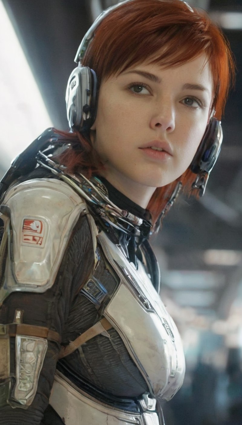 beautiful face of a stranded space pilot, photorealistic, detailed eyes