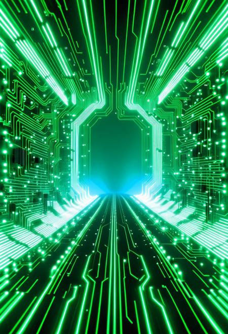 a city inside a electronic circuit board codeandigital,, c0dean0igital,, cyberw0rlds, neon glowing, streets and cars, motion blur,,