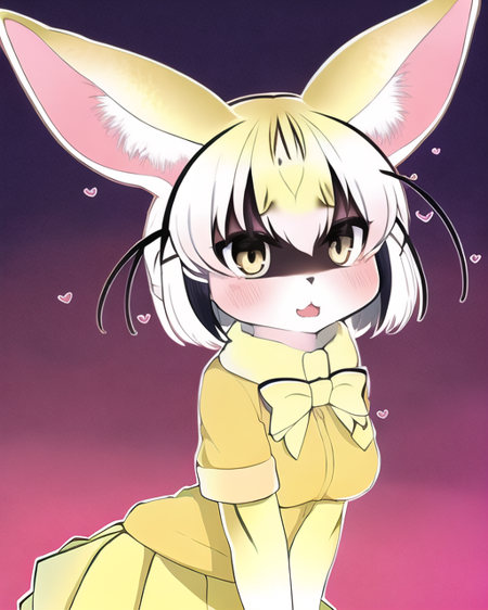  masterpiece, best quality, fennec \(kemono friends\), wide strokes, rough lineart, bold outlines, pastel, shiobutter style, heart, schoolgirl, intricately detailed,