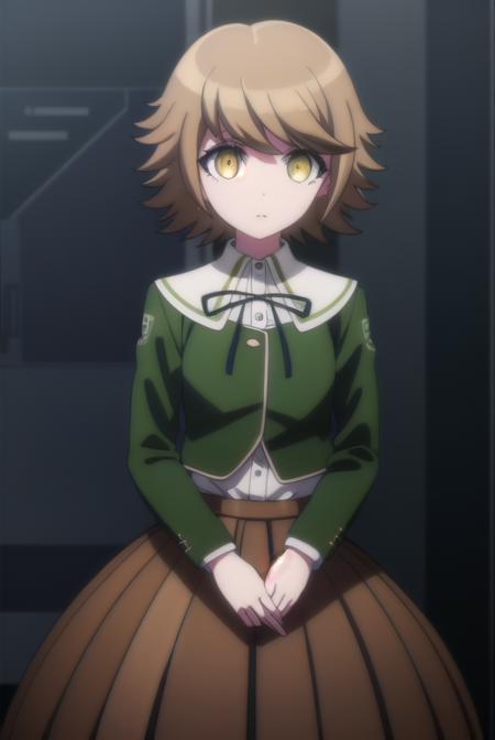 chihirofujisaki, <lora:chihiro fujisaki s1-lora-nochekaiser:1>,
chihiro fujisaki, short hair, bangs, brown hair, (brown eyes:1.3), male focus, otoko no ko,
BREAK skirt, shirt, long sleeves, ribbon, school uniform, jacket, pleated skirt, black ribbon, neck ribbon, brown skirt, green jacket,
BREAK outdoors, classroom,
BREAK looking at viewer, (cowboy shot:1.5),
BREAK <lyco:GoodHands-beta2:1>, (masterpiece:1.2), best quality, high resolution, unity 8k wallpaper, (illustration:0.8), (beautiful detailed eyes:1.6), extremely detailed face, perfect lighting, extremely detailed CG, (perfect hands, perfect anatomy),