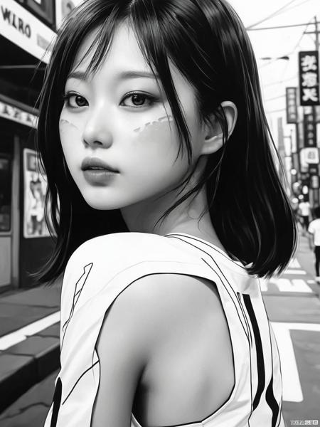 raw, Tzuyu woman, skin texture,high resolution,body bridge, todamaste in a street, painting by ilya kuvshinov, high resolution, trivialism painting, WLOP, black and white, 8k, high detail, wario, black and white, oil painting, manga color, pixiv, HD, hyperdetailed, beautiful, soft, by ilya kuvshinov, u Astrone Youn, by WLOP, Kren <lora:tzuyu_JXL_1-000018:0.6>