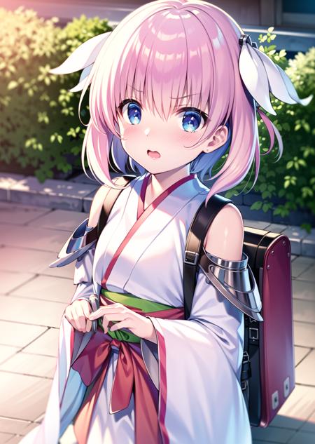 ((masterpiece)), ((best quality)), ((highres)), ((extremely detailed CG unity 8k wallpaper)), solo, <lora:haizakura:1>, haizakura, prima kimono, outdoors, (angry), sunny, backpack