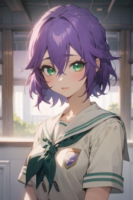 hiro_segawa purple hair green eyes hair between eyes