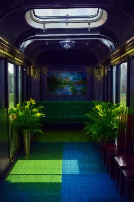 Extremely detailed, 8k sci fi wallpaper, a photo of the large Isometric_Dreams, Isometric view of a painting of a flower in a vase with a train on it's side and a building in the background, celtic elements, subsurface scattering, specular highlights, dark theme, art by artgerm, duskametric15