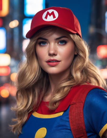 cinematic photo Portrait of ((ohwx woman)) as super Mario, red hat, fantasy, highly detailed, digital painting, artstation, concept art, sharp focus, illustration, art by Tony Sart and artgerm and randy vargas    <lora:kateupton_dh128_lora_v2b:1.1> . 35mm photograph, film, bokeh, professional, 4k, highly detailed