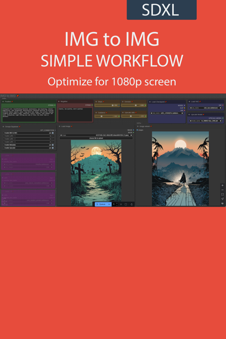 IMG to IMG simple workflow SDXL | UPSCALE | LORA | CIVITAI Metadata v2.0