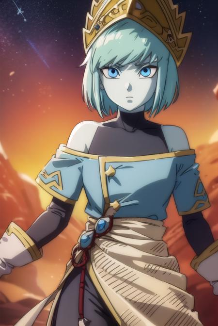 aeos formone, short hair, gloves, long sleeves, hat, bare shoulders, blue hair, pants, white gloves, off shoulder, colored skin, turtleneck, crown, covered collarbone, aeos formtwo, long hair, gloves, jewelry, blue hair, earrings, pointy ears, pants, aqua hair, (colored skin:1.5), baggy pants, dress, (purple dress:1.5), leotard, (pink leotard:1.5),