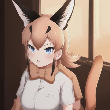 caracal (kemono friends), cat girl, caracal ears, 1girl