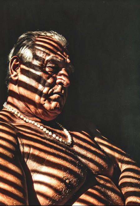 Retro 90s sensual romantic grainy dark lowlight photography, dark shadows, nighttime photograph, portrait, gay porn,
dark cloister office bedroom,
solo, alone,
closeup, pov below,
Professional photography with dramatic dim light and dark shadows. The background is dark. The image has grain and noise.
A old obese musclechub grandpa with a thick neck and doublechin. He has tanned shiny skin. He is an old german european charming beautiful sensual sexy granddad. His arms are strong and big and his biceps is huge and muscular,
lustful lustrous sensual sexual expression,
He is wearing a pearl necklace and golden jewellery.
his chest is massive and saggy, hairy chest, chesthair, massive nipples, large puffy nipples, long nipples,
dark grainy lowlight, very dark, noise,