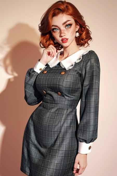 w00lw1ggl3,long sleeves,grey plaid dress, collared dress,