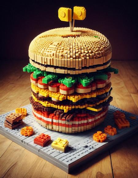 hamburger made of legos, 64k <lora:Expert_Lego_set:1>