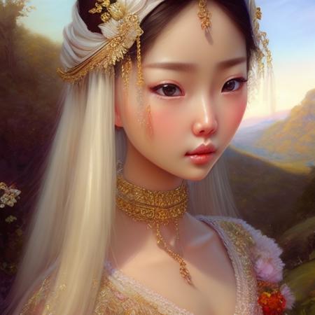 art by DollsMarinaBychkova-6500, a chinese princess, high detailed skin, hyperrealistic, saturated, sharp focus, in the painting style of Daniel Ridgway Knight, Anders Zorn, James Tissot, Jeremy Lipking, Marc Simonetti, Peter Paul Rubens, Rembrandt, Ryan Pancoast, WLOP,