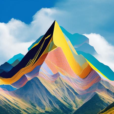 (prismascopes style:1) a computer generated image of a mountain with lines coming out of it <lora:djzPrismaScopesV21_LoraBooth:1>