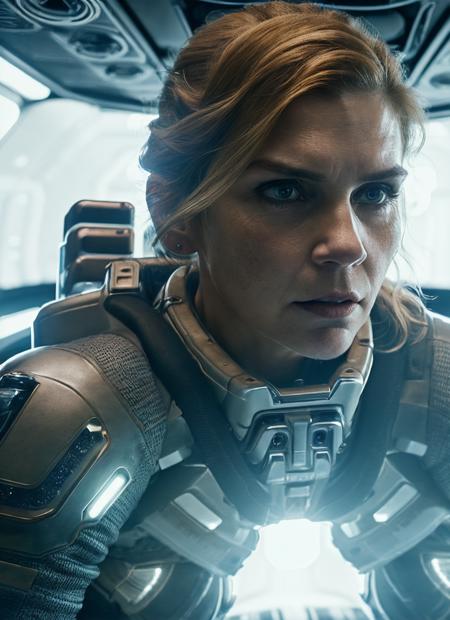 close up photo of sks woman, rugged space trucker, inside industrial spaceship, futuristic science fiction, action scene, digital concept art, realistic, intricate detailed textures, filmic, cinematic, environmental character portrait, <lora:locon_rhea_v1_from_v1_64_32:1.25>