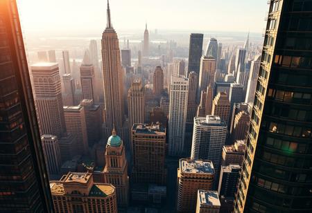 city view, new york, city skyline, retro,  aerial view, daylight, sunny day, future, retro future, megalopolis, futuristic skyscrapers, dredd,
