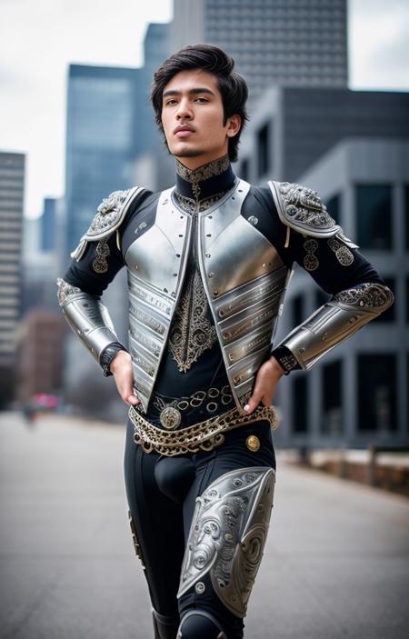 25 y.o man  made out of metal in black suit,  middle haircut, cyborg, ((intricate details)), hdr, ((intricate details, hyperdetailed)), wearing lasor sward, steampunk style

spring morning, blue sky and white cloud,empty background

(high detailed skin:1.2), 
RAW photo, 8k uhd, dslr, soft lighting, high quality, film grain, Fujifilm XT3