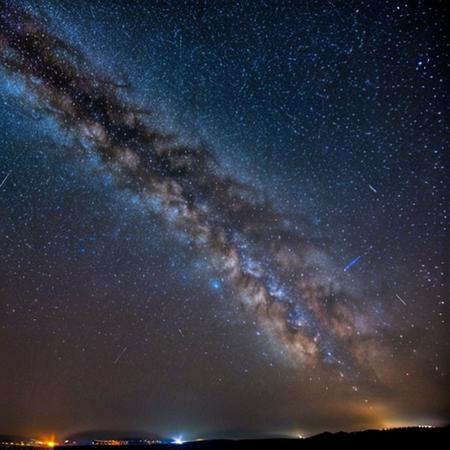 Night sky, full of stars, distant galaxy, shooting stars