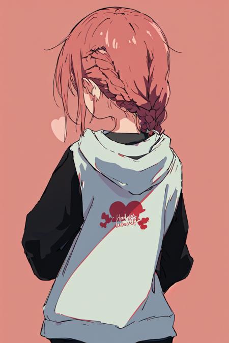 back view,1girl ,solo,<lora:pytorch_lora_weights:0.8>,Valentine, chocolate,crowed, messy background,,twist braids,hoodie,<lora:back_view-v1-100:0.8>,