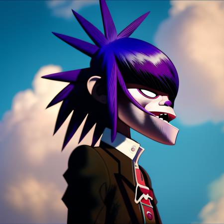 a portrait of a face of a excentric long haired man in the style of newgorillaz, octane render, highly detailed, fine details, (centered), 4k