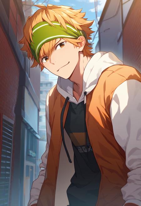 totomaru blonde hair brown eyes green headband