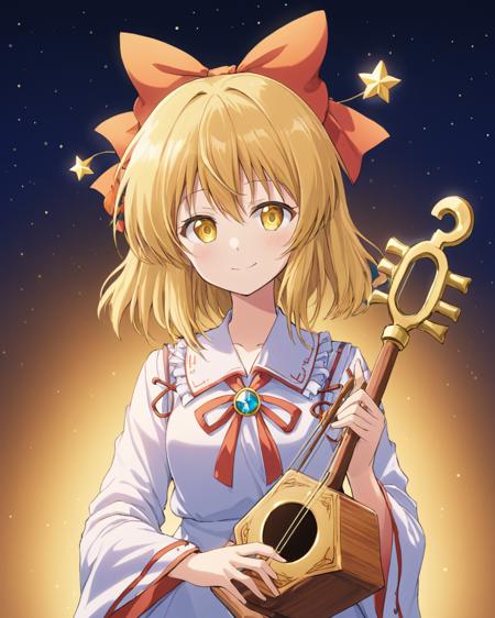 satsuki rin,1girl, solo, style_parody, alphes_\(style\), instrument, hair_bow, ribbon, smile, bow_\(music\), hair_ornament
<lora:satsuki_rin_image186_2023-12-11:1>,star-shaped_pupils,symbol-shaped_pupils,. gorgeous,key visual, vibrant, studio anime,award-winning, professional, highly detailed,high budget, cinemascope