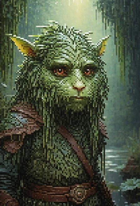 Pixel art famous artwork by (magali villeneuve:1.2), detailed expressive eyes, fantasy style, the eccentric uncommon mobglow with grimegobbering vrangboodle and a vassled zibberzang that shields it from rain, it is covered in fluffy tocker and stalks carefully through the juxtafondling ponds of planet shmodderball v, where oversized lormshmog and pongfruddled jubshmurgler line the water's edge , poster art, bold lines, expressive drawing,  award winning, (intricate details, masterpiece, best quality:1.4),
looking at viewer, dynamic pose
<lora:add-detail-xl:1> <lora:xl_more_art-full_v1:0.5>  <lora:NicolaSamori:0.5> in the style of nicola samori <lora:looking_at_viewer:2>