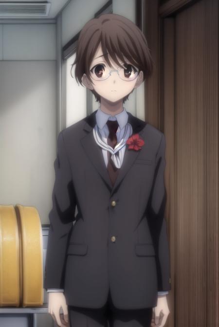 yuuashikaga, <lora:yuuki ashikaga-lora-nochekaiser:1>,
yuu ashikaga uniform, short hair, brown hair, long sleeves, school uniform, male focus, necktie, glasses, bag, formal, suit, (brown eyes:1.5),
BREAK ,
BREAK indoors classroom,
BREAK looking at viewer, (cowboy shot:1.5),
BREAK <lyco:GoodHands-beta2:1>, (masterpiece:1.2), best quality, high resolution, unity 8k wallpaper, (illustration:0.8), (beautiful detailed eyes:1.6), extremely detailed face, perfect lighting, extremely detailed CG, (perfect hands, perfect anatomy),