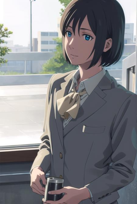 yukariyukino, <lora:yukari yukino movie-lora-nochekaiser:1>,
yukari yukino, short hair, black hair, blue eyes, hair between eyes, smile
BREAK shirt, collared shirt, white shirt, ascot, blazer, peach blazer, skirt, pencil skirt,
BREAK indoors, classroom,
BREAK looking at viewer, (cowboy shot:1.5),
BREAK <lyco:GoodHands-beta2:1>, (masterpiece:1.2), best quality, high resolution, unity 8k wallpaper, (illustration:0.8), (beautiful detailed eyes:1.6), extremely detailed face, perfect lighting, extremely detailed CG, (perfect hands, perfect anatomy),