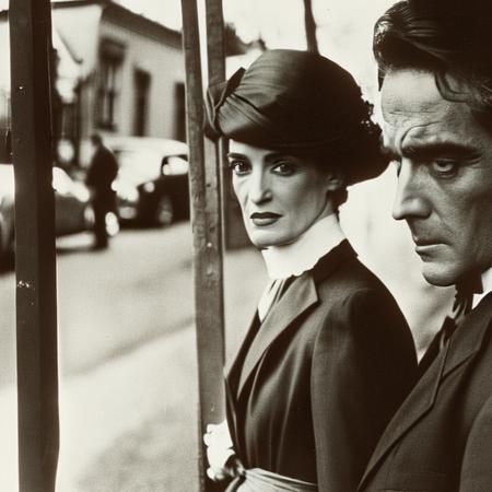 close up movie scene outdoor Winona Ryder wearing an elegant dress and vael in New Orleans outside of a small shop in 1895 cinema768-SilentFilm