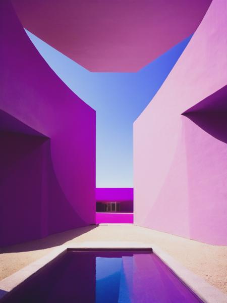 <lyco:JamesTurrell:1.0> a [purple and pink] illustration that integrates the colorfull architectural photography of Luis Barragan with the light and space of James Turrell, symmetrical, color vector graphic, 16k