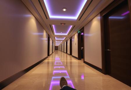 score_9, score_8_up, score_7_up, score_6_up, Ultra-realistic first-person POV video, as if a head-mounted camera races down a brand-new hotel corridor at night, with full physics-driven motion. The hallway is immaculate: smooth, cream-colored walls without blemish, glossy dark wood paneling, and perfectly aligned polished tile floors that reflect every flicker of light. Ceiling-mounted LED panels pulse softly in alternating teal and violet phosphorescent hues, casting an otherworldly glow across the corridor. Every guest room door stands ajar, each revealing a glimpse of something immaculate or slightly messy.
The camera’s movement is governed by a physics simulation: each footfall produces a realistic head-bob and inertial sway. When the runner’s shoe contacts the tile, the view shifts slightly—micro-jolts, subtle vertical displacement, and gentle lateral drift—mirroring the nuances of uneven pace. Tiny dust motes, recently disturbed by maintenance, float for an instant in the scented air before settling.
Placed with clinical precision: a sleek housekeeping trolley with stainless steel rails and crisply folded white linens; a single designer rolling suitcase paused mid-tilt beside a gleaming room number plaque.
The atmosphere merges Liminal Space aesthetics with creeping kenophobia
Render in 4K ultra-realism with dynamic LED flicker, subtle CRT scanlines, depth-of-field and motion blur, plus physics-based camera bobbing to intensify the uncanny, hyper-real tension.