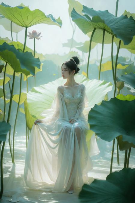 ultra high resolution,((masterpiece))),(((best quality))),((super detailed)),((extremely delicate and beautiful)),cinematic light,detailed environment,(real),
(realistic, photo-realistic:1.37),extremely detailed,photography,8k,Amazing,finely detailed,best quality,ultra high res,
xuer Lotus leaf,1girl,(full body:1.1),
<lora:绪儿-荷叶 xuer Lotus leaf:0.8>,